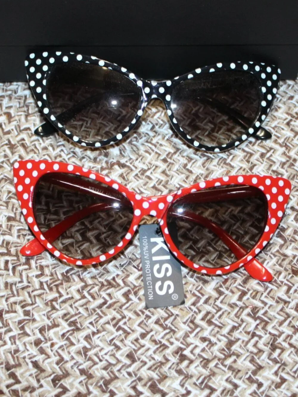 Kiss Red Polka Dot Cat Eye Sunglasses (also shown: Black Polka Dot)